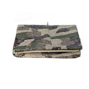 Stella & Dot Camo Sequin Clutch – EUC, Rare Statement Bag, Evening/Party Purse